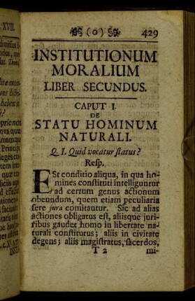 Institutionum moralium Liber secundus.