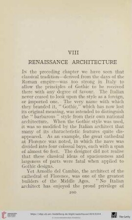 VIII. Renaissance Architecture