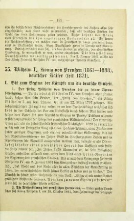 55. Wilhelm I., König von Preußen (1861-1888) deutscher Kaiser (seit 1871)