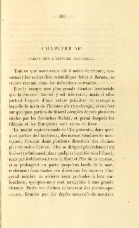 Chapitre VII. Précis sur l'histoire naturelle
