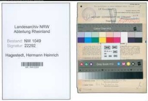 Entnazifizierung Hermann Heinrich Hagestedt , geb. 10.05.1903 (Tonmeister)
