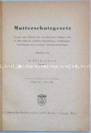 Mutterschutzgesetz vom 17. Mai 1942