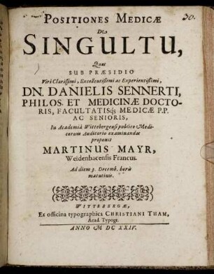 Positiones Medicae De Singultu
