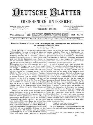 Theodor Körner's Leben und Dichtungen im Unterrichte der Volksschule