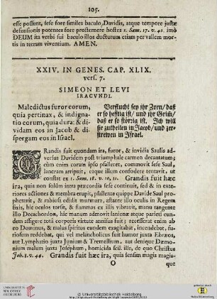 XXIV-XXVI In Genes. Cap. XLIX, vers. 7