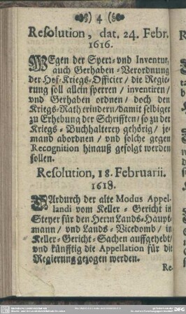 Resolution, dat. 24. Febr. 1616