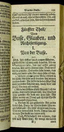 Fünffter Theil/ Vom Busse, Glauben, und Rechtfertigung