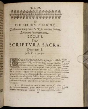 Locus I. De Scriptura Sacra.