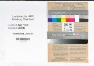 Entnazifizierung Johann Kalenborn, geb. 29.07.1899 (Angest.)