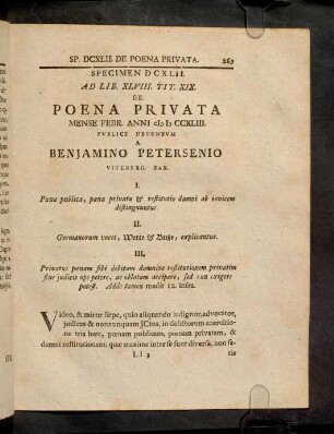 269-279, Spec. 642. De Poena privata