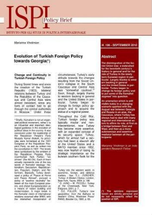 Evolution of Turkish foreign policy towards Georgia