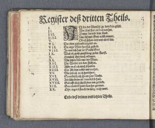 Register deß dritten Theils