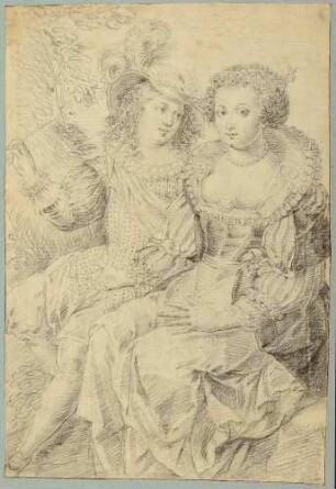 Ein junger Herr und eine junge Dame im Gespräch nebeneinander sitzend