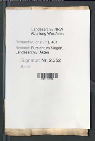 Kohlenregister des Amtes Siegen
