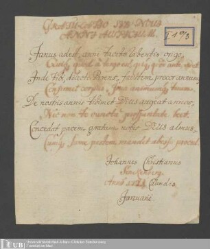 Glückwunsch und Jugendbriefe Senckenbergs an den Vater Johann Hartmann Senckenberg