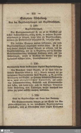 Siebzehnte Abtheilung. Von den Bezirksabtheilungen und Bezirksvorstehern