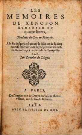 Les mémoires de Xenofon Athenien