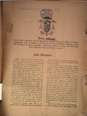 Fastenhirtenbrief vom 10. Februar 1919