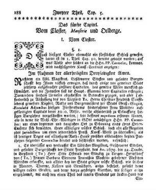 Das fünfte Capitel. Vom Closter, Manserie und Oelberge.