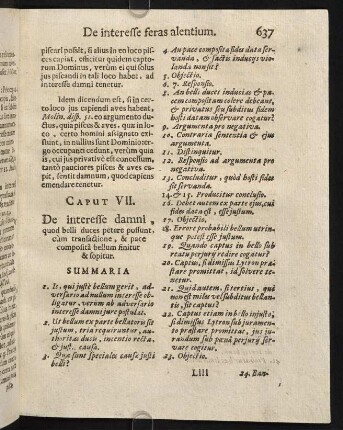 637-661, Caput VII. De interesse damni, quod belli duces petere possunt, cum transactione...