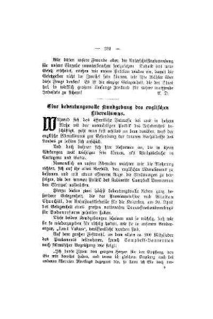 Eine bedeutungsvolle Kundgebung des englischen Liberalismus
