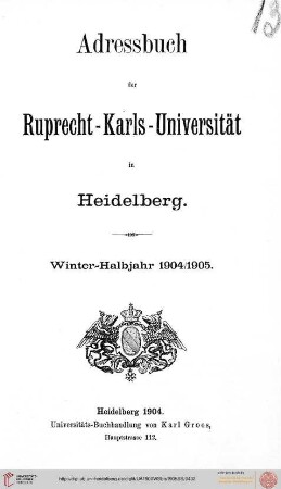 Wintersemester 1904/1905