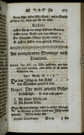 Am neunzehenden Sonntage nach Trinitatis.