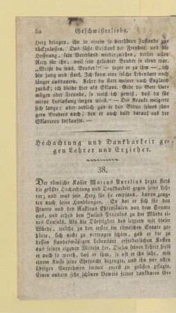 Hochachtung und Dankbarkeit gegen Lehrer und Erzieher