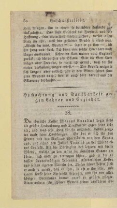 Hochachtung und Dankbarkeit gegen Lehrer und Erzieher