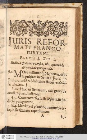 Juris Reformati Francofurtani Partis I
