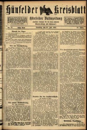 Erste Ausgabe vom Samstag, den 26. Juli 1924.