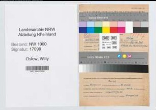 Entnazifizierung Willy Oslow, geb. 06.03.1903 (Verw.Beamter)