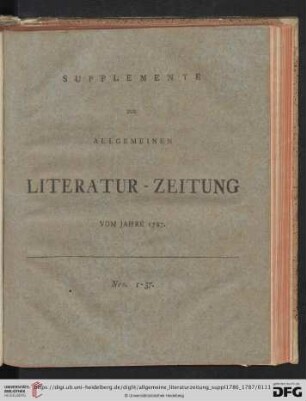 Supplemente zur Allgemeinen Literatur-Zeitung vom Jahre 1787
