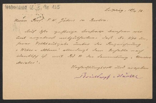 Brief an Friedrich Wilhelm Jähns : 18.04.1878