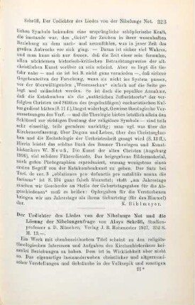 323-325 [Rezension] Schröfl, Aloys, Der Urdichter des Liedes von der Nibelunge Nôt und die Lösung der Nibelungenfrage