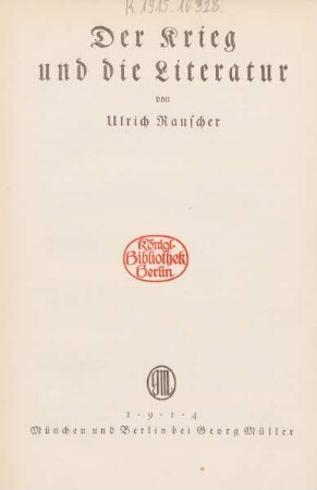 Der Krieg und die Literatur