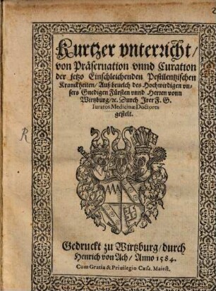 Kurzer Unterricht von Präservation ... der pestilenzischen Krankheiten