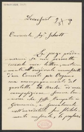 Brief an B. Schott's Söhne : 09.08.1891