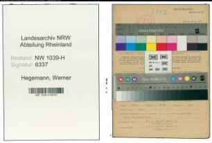 Entnazifizierung Werner Hegemann , geb. 05.05.1921 (Angestellter)