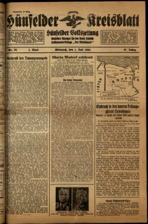 Erste Ausgabe vom Mittwoch, den 01. Juli 1942.