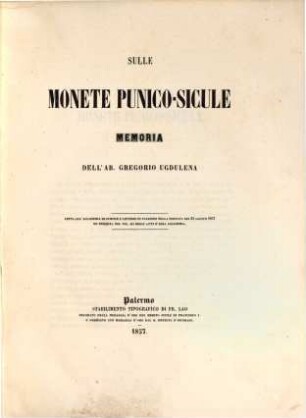 Sulle monete Punico-Sicule : Memoria