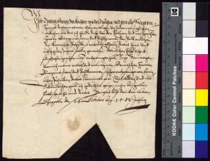 Dietrich Georg Berka von Duba bestätigt Bürgermeister und Rat der Stadt Bautzen den Empfang der zu St. Galli fälligen 11 Schock und 15 Groschen.