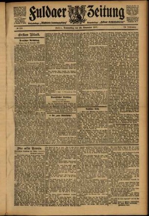 Erste Ausgabe vom Donnerstag, den 28. November 1907.