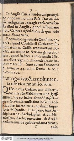 Praerogativae & emolumenta officiorum aulicorum