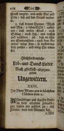 Höchsterfreuliche Lob- und Danck-Lieder Nach glücklich abgegangen Ungewittern.
