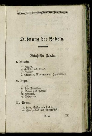 Ordnung der Fabeln.