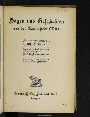 Sagen und Geschichten aus der Kaiserstadt Wien