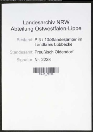Heiratsregister Standesamt Preußisch Oldendorf