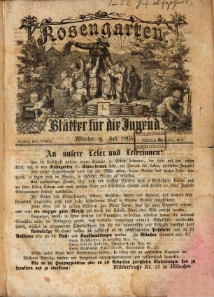 Rosengarten : Blätter für die Jugend. 1/22. 1865, 8. Juli - 2. Dez.