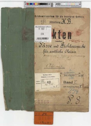 Dienstreisepässe u. Sichtvermerke für amtliche Reisen. Ausweise: Bd. 1